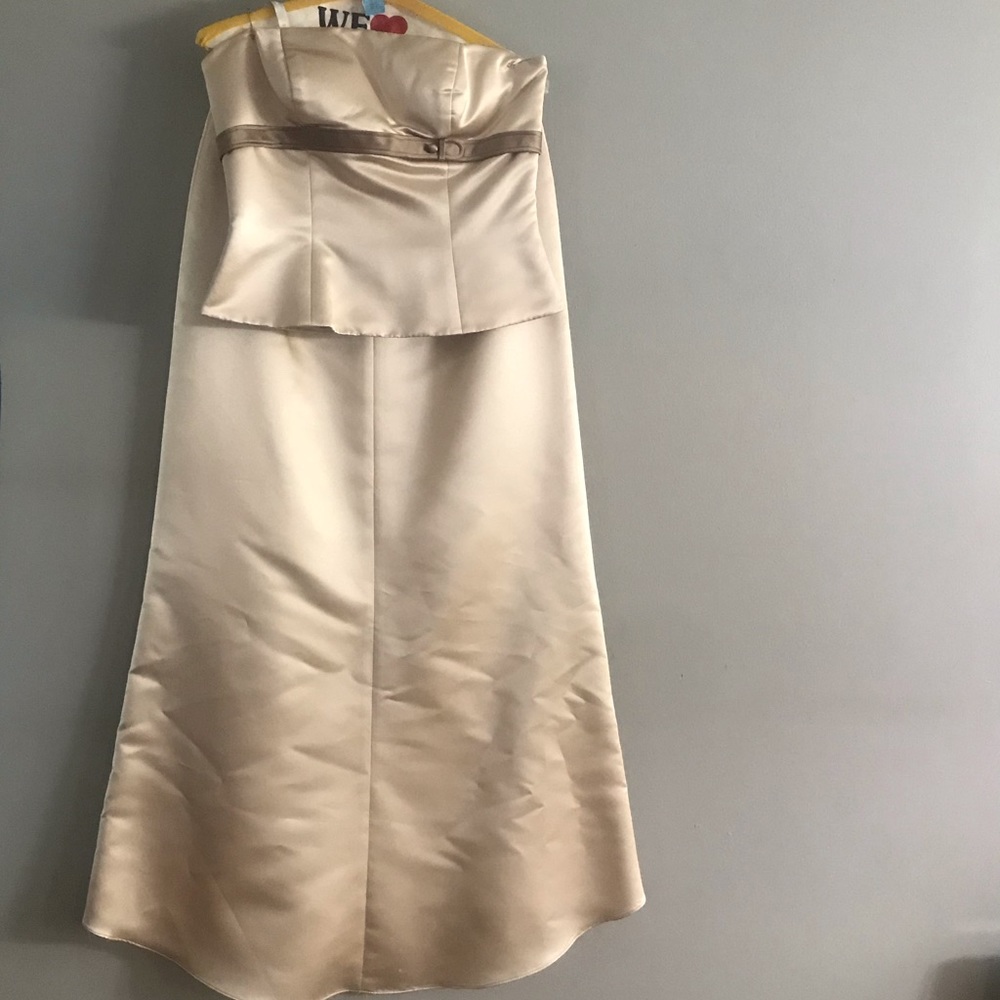 2 pc beige satin gown dress